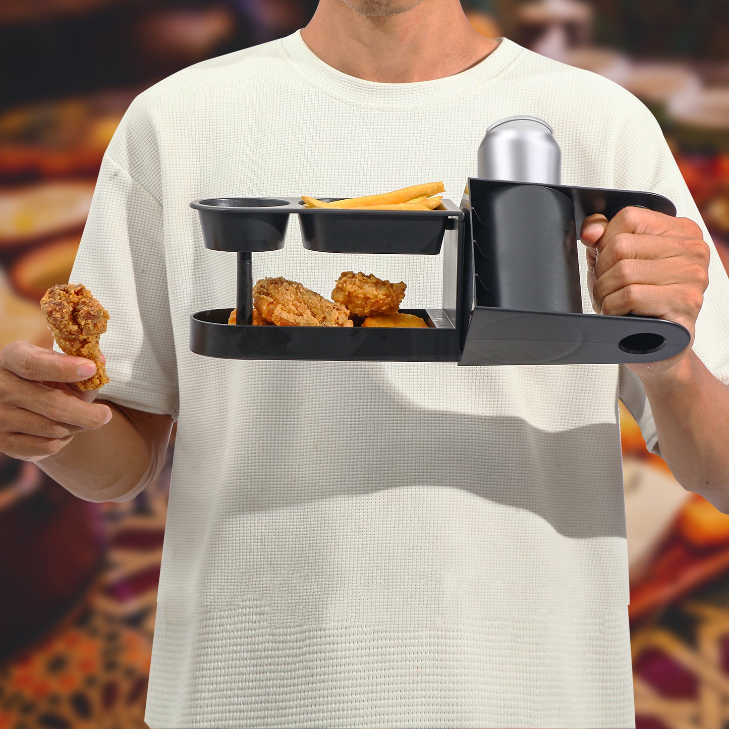 Longpartne beer holder with snacks tray camping gift